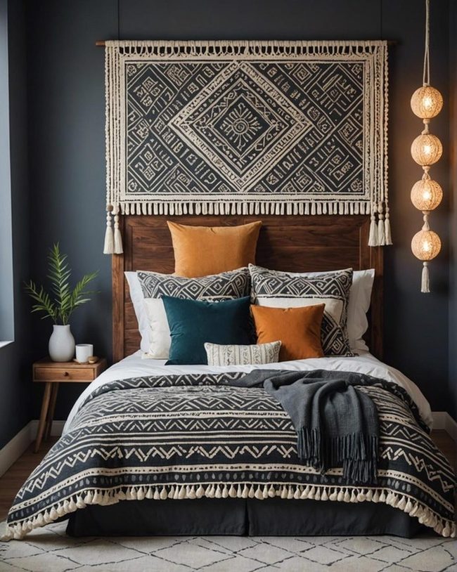 Boho Fabric Headboard for Girls