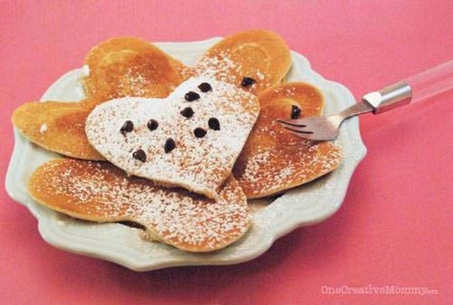 Chocolate Heart Pancakes With Berries