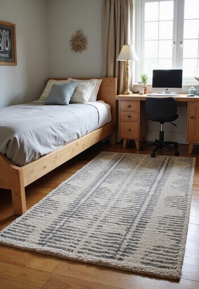 Durable Patterned Rug For Dorms
