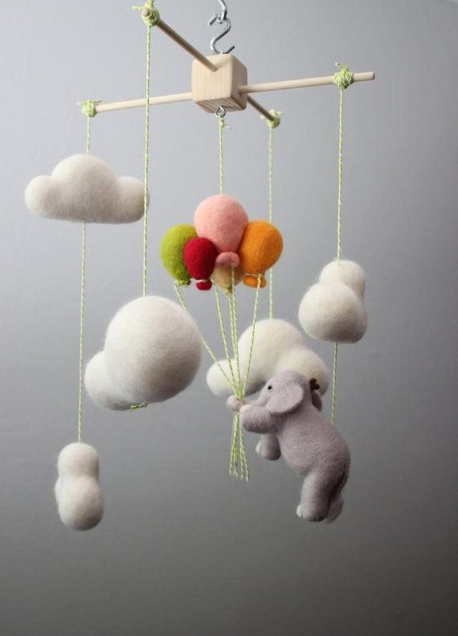 Gray Elephant Balloon Mobile