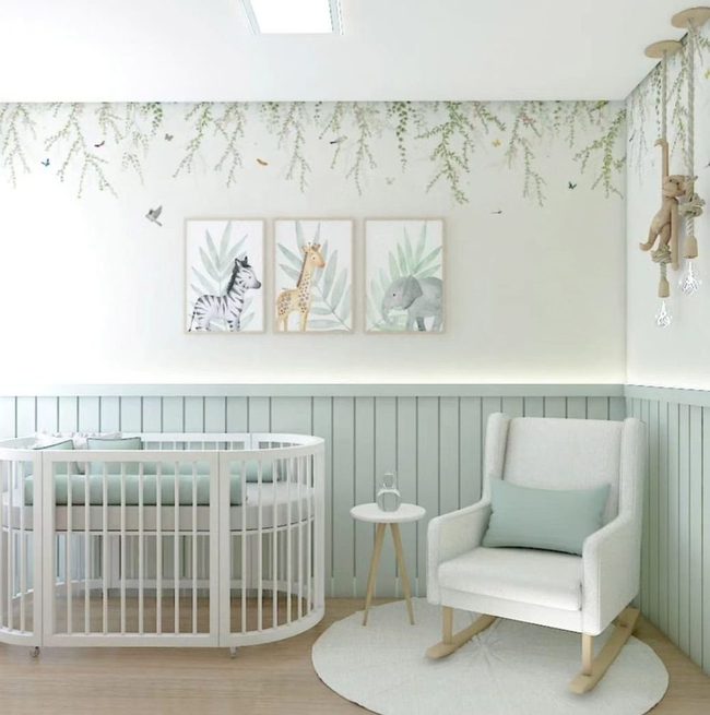 Soft Green Nursery With Animals