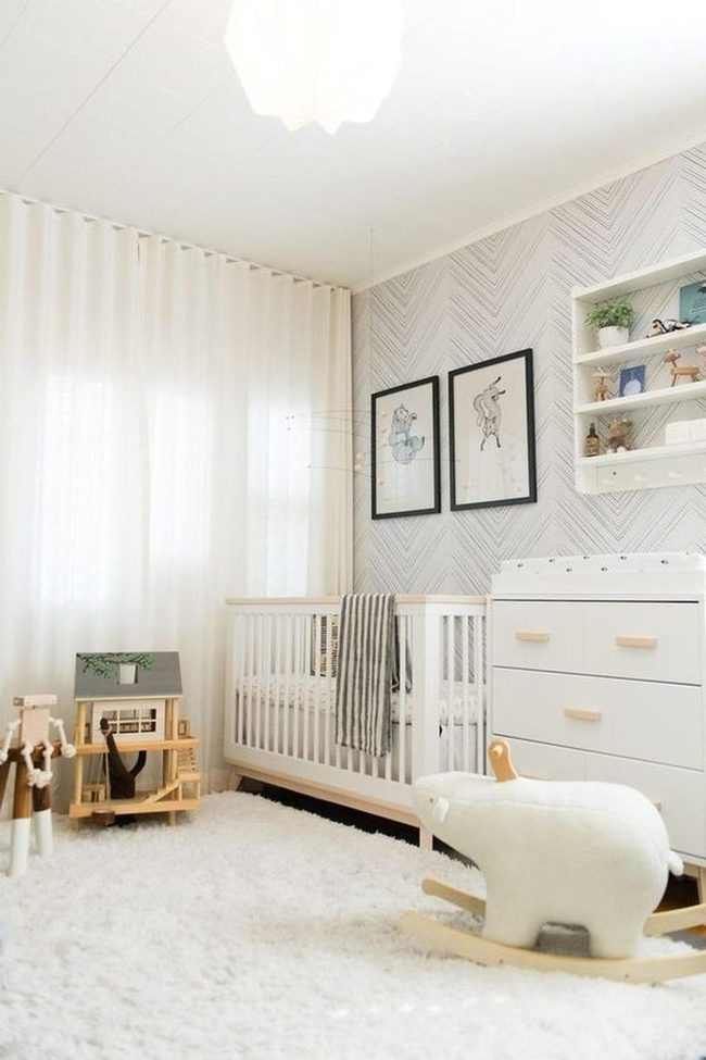 White Nursery With Green Plant Accents