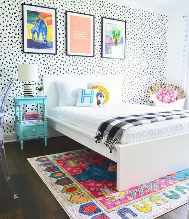 Polka Dot Bedroom With Colorful Accents