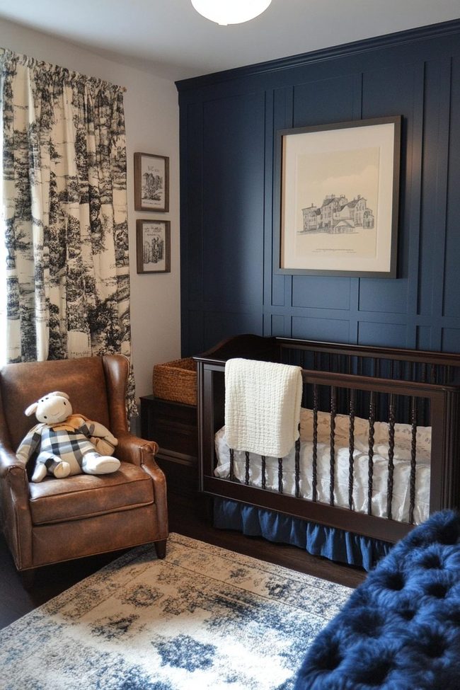 Navy Herringbone Gentleman Nursery