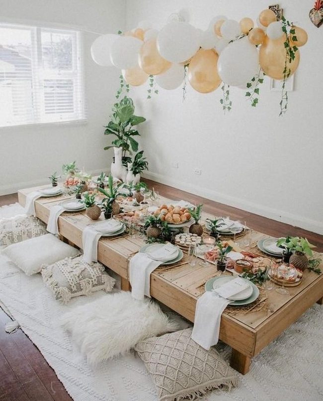 Golden Balloons In Scandinavian White