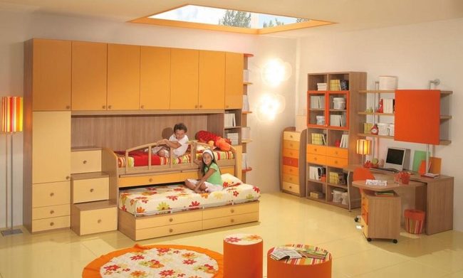 Golden Bunk Room With Dual Storage