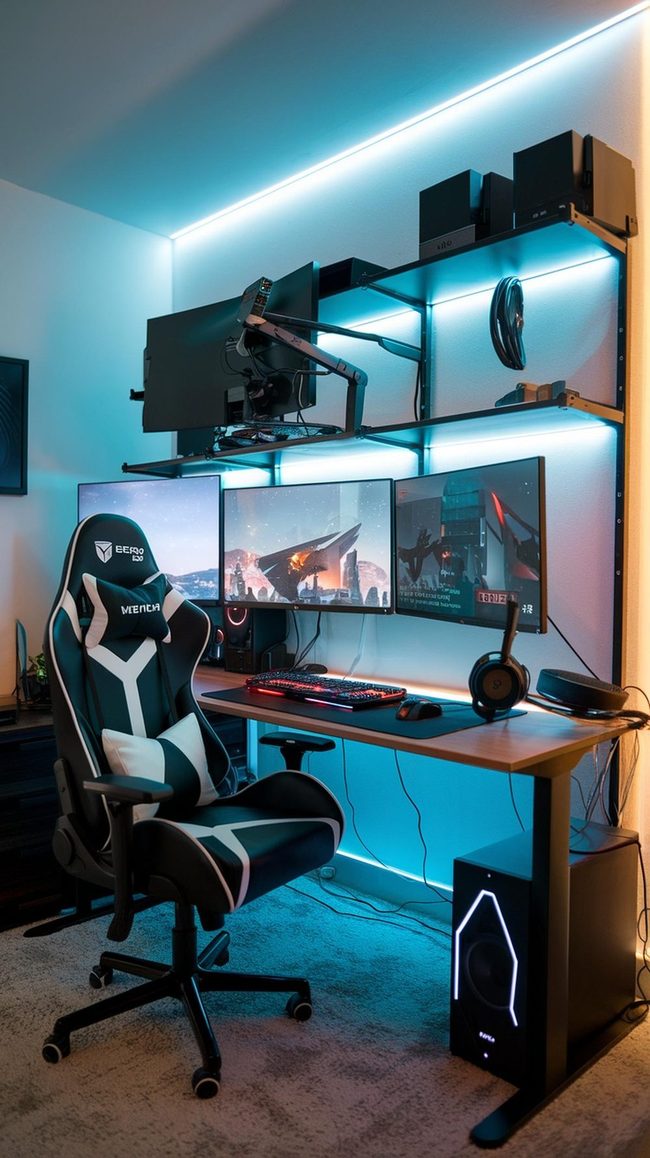 Triple Screen Gaming Command Center