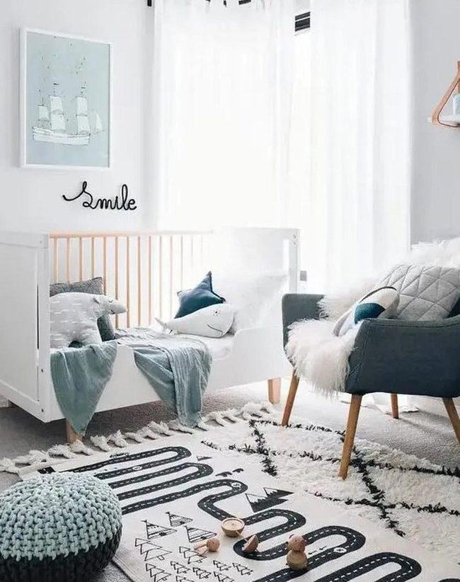 Wooden Nursery, Blue Accents