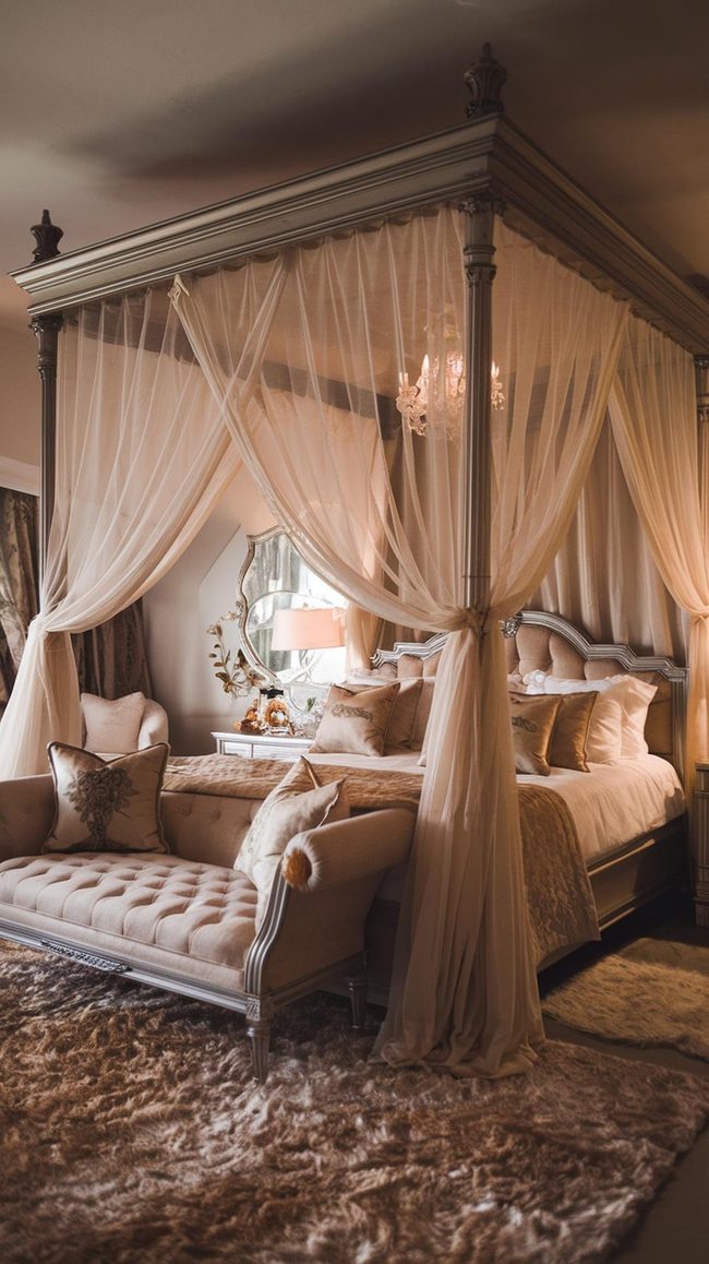 Sheer Curtains Frame Intimate Bed Retreat