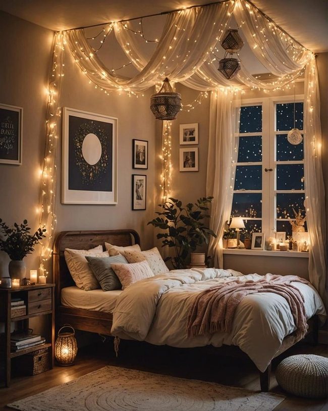 Twinkling Lights Over Canopy