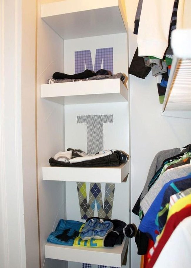 White Shelves, Colorful Hangers