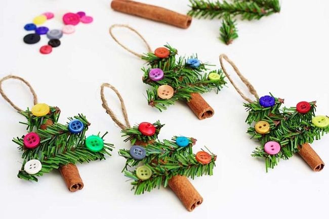 Cinnamon Stick Button Ornaments