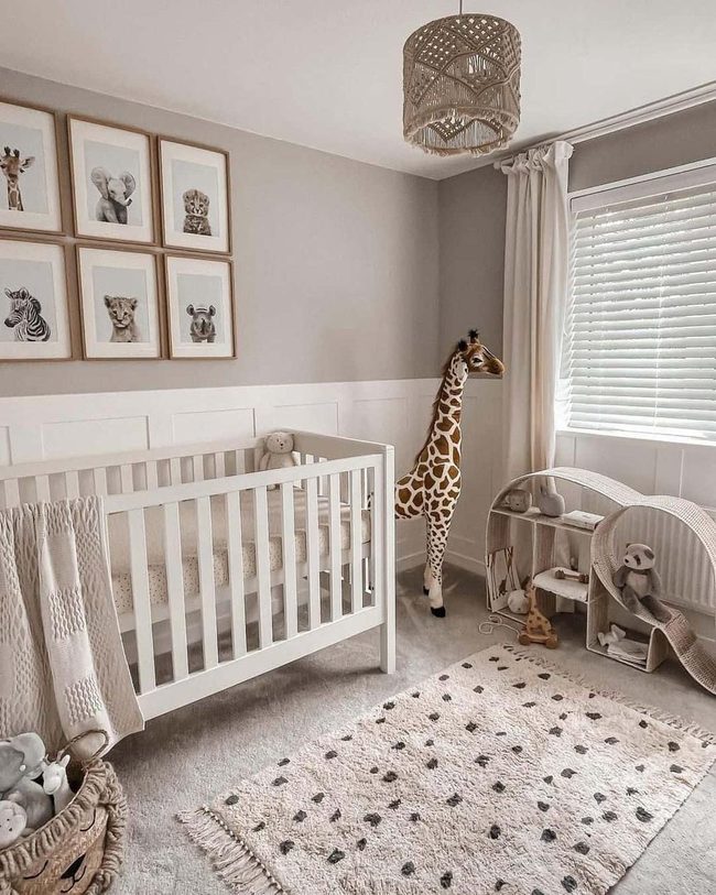 Safari Nursery Gray And White