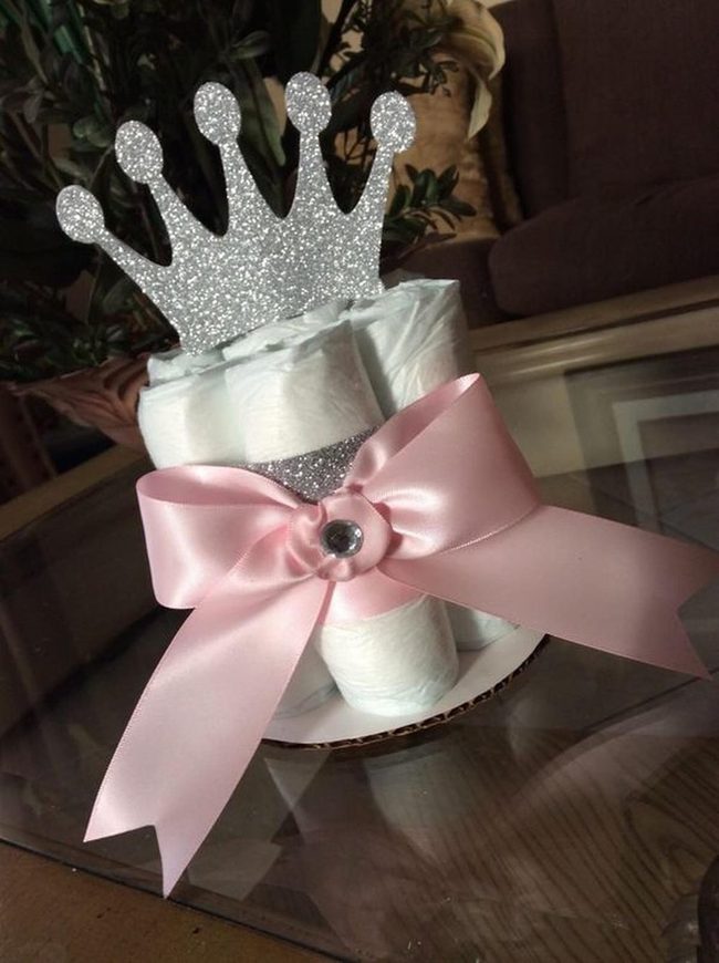 Silver Crown Diaper Cake