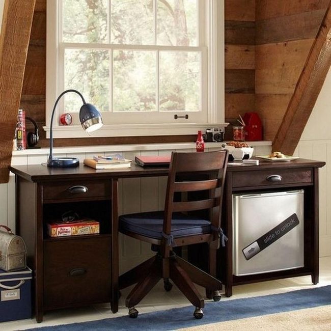 Dark Wood Desk, Natural Workspace