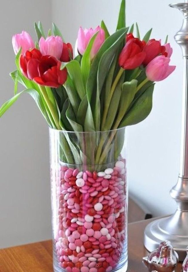 Red Tulips In Candy Glass