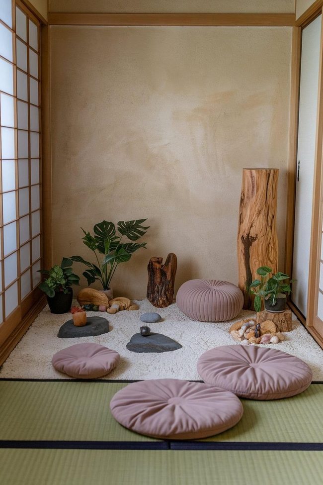 Wooden Pebbles and Cushions