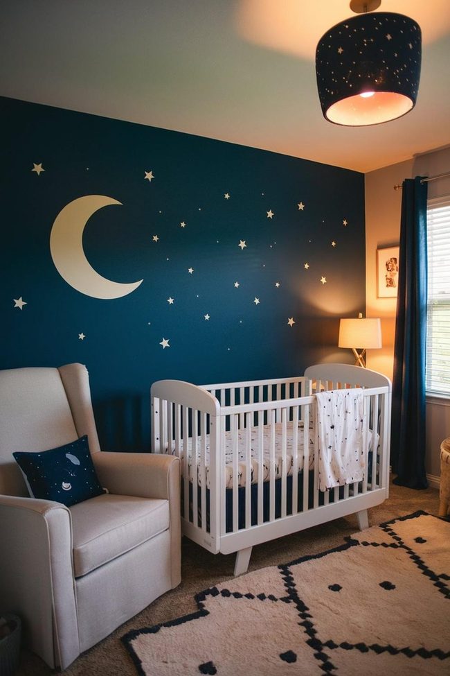 Ink Mountains with Wooden Canopy Crib