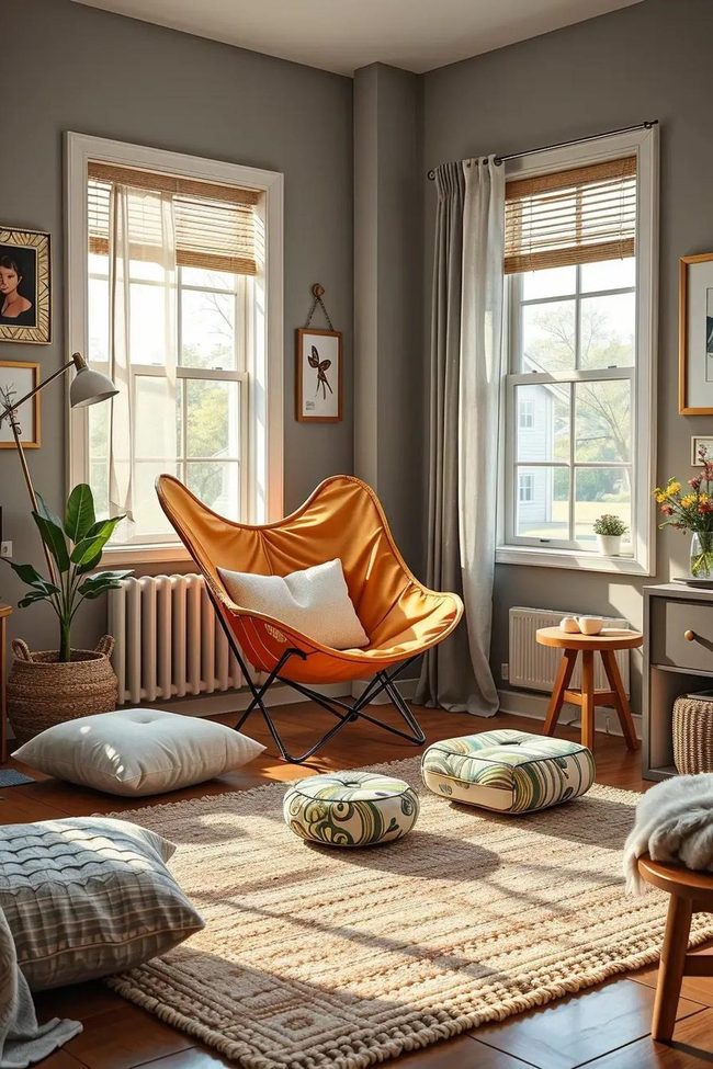 Greige Butterfly Chair Folds Flat