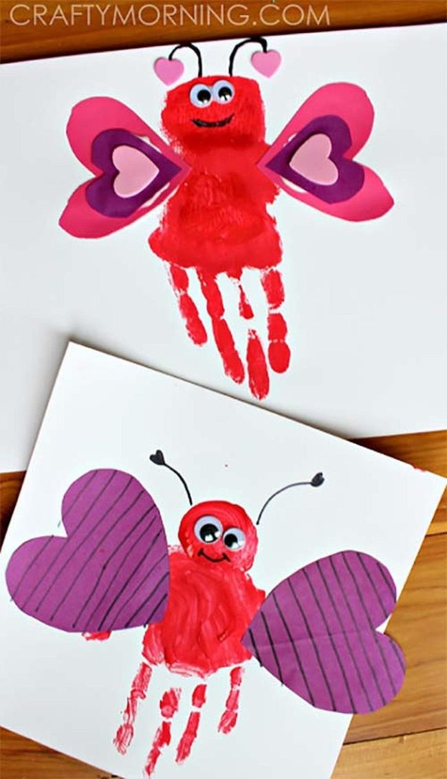 Handprint Heart-Wing Bugs
