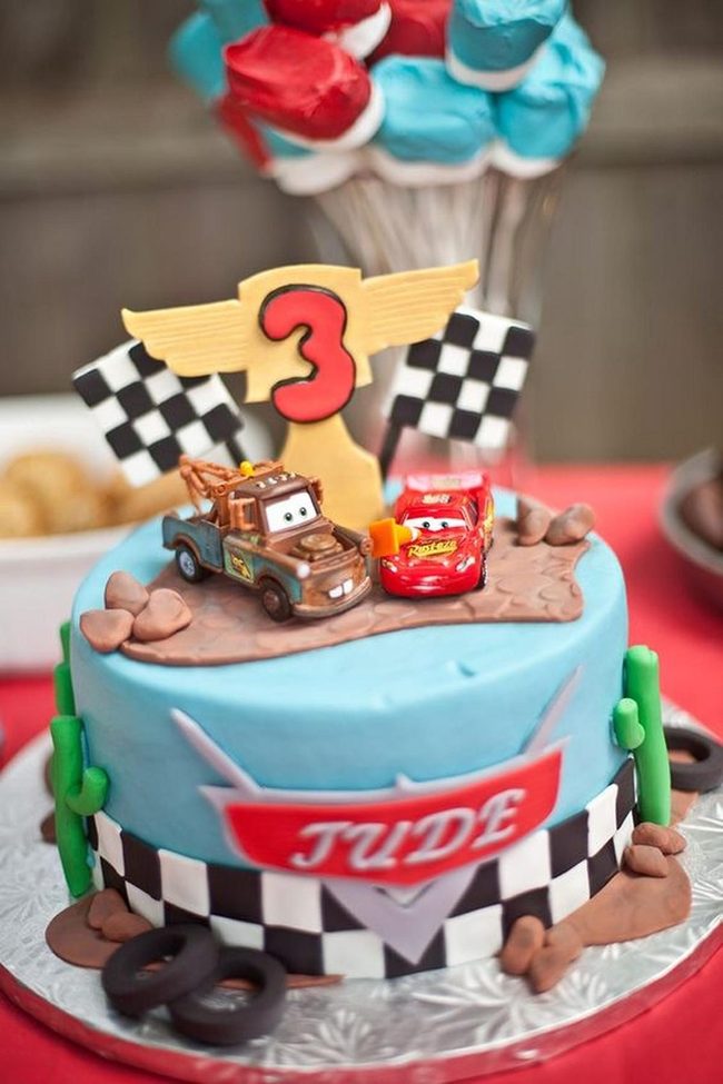 Blue Racing Track Cake