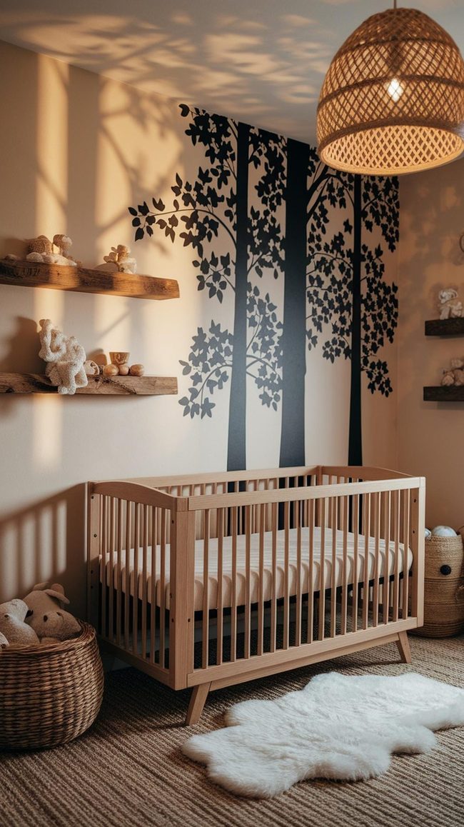 Green Forest Nursery With Wood Details