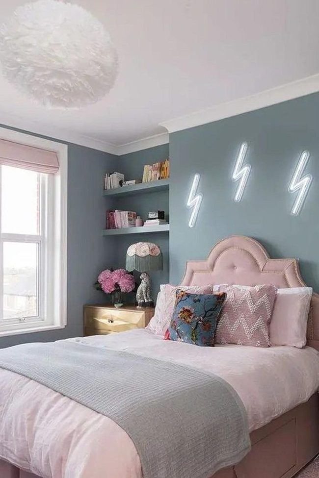 Blue Walls, Gold Accents, Lightning Bolts