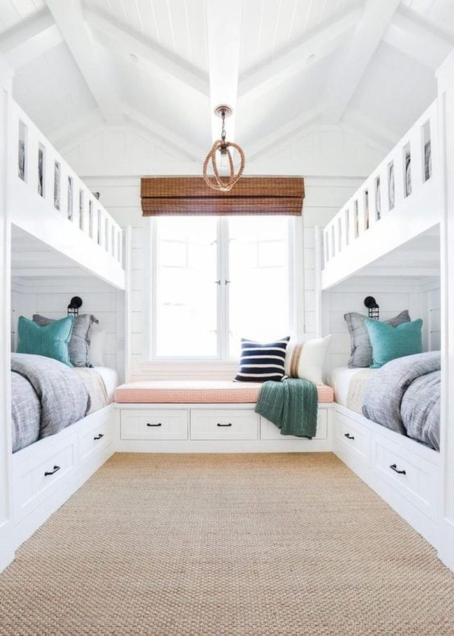 White Bunk Beds, Peachy Window Seat