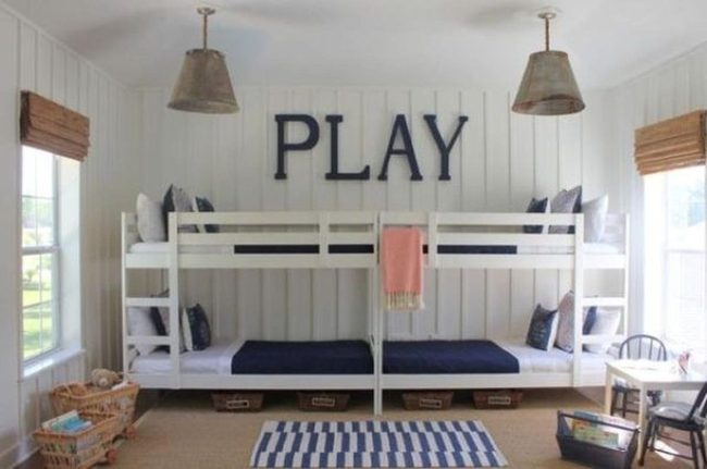 White Walls Blue Bedding Spaces