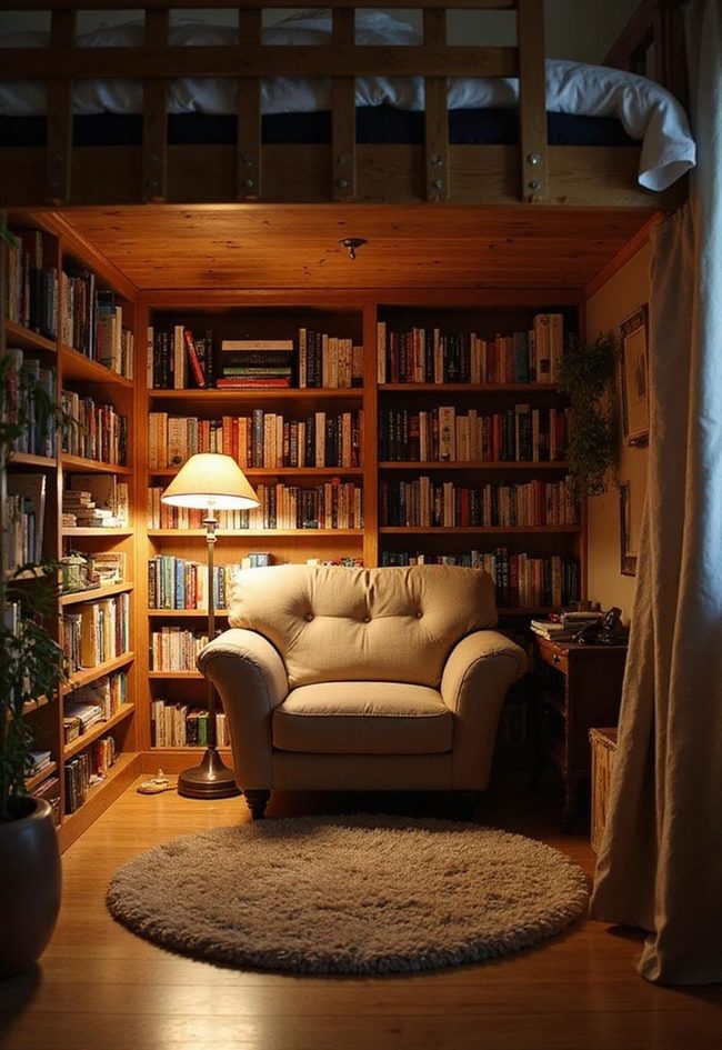 Loft-Bed Reading Nook Below