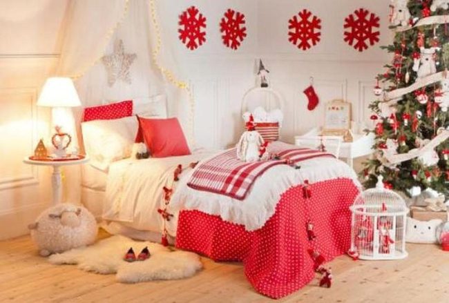 Red And White Winter Bedroom