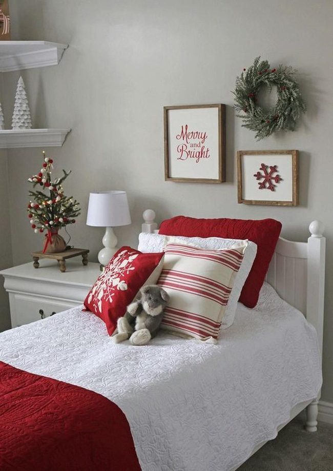 Red And White Snowflake Bedroom