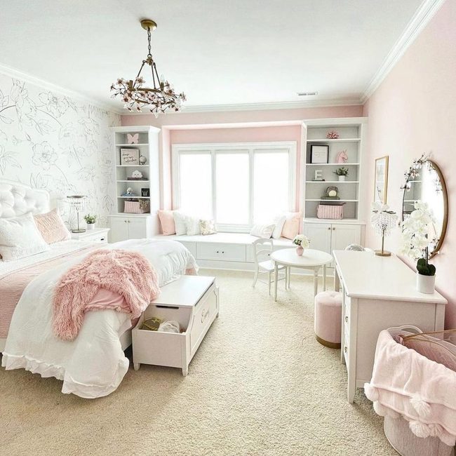 Pink Bedroom With Layered Textures
