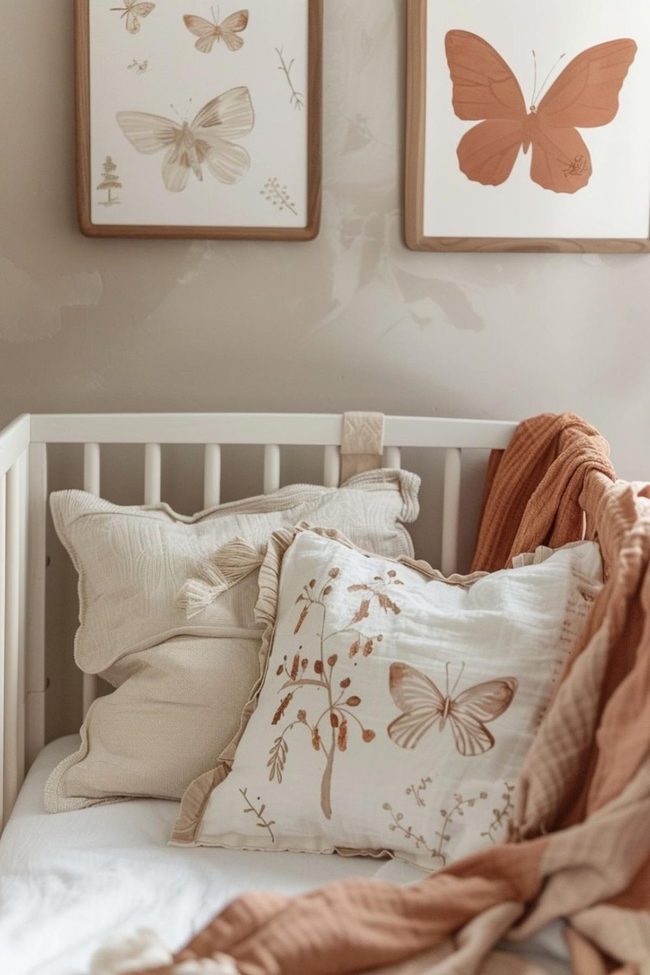 Butterfly Embroidered Pillows And Throws