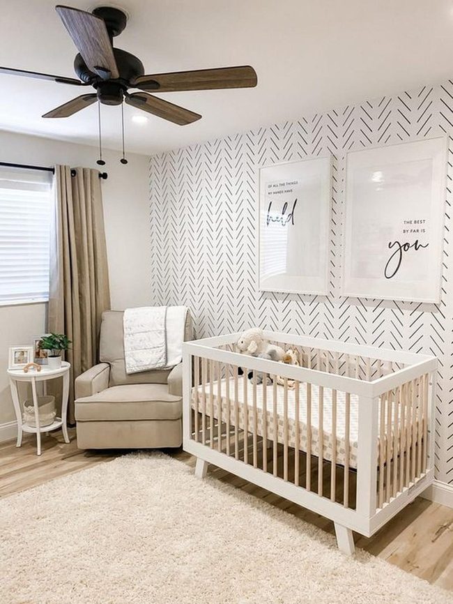 Neutral Nursery, Black Accent Wall