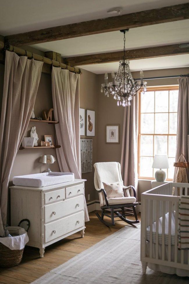 Wooden Beams, Vintage Crystal Light