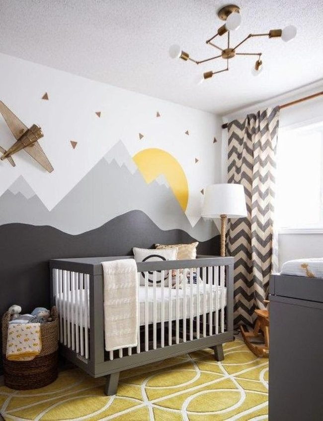 Bright Yellow Suns Gray Nursery