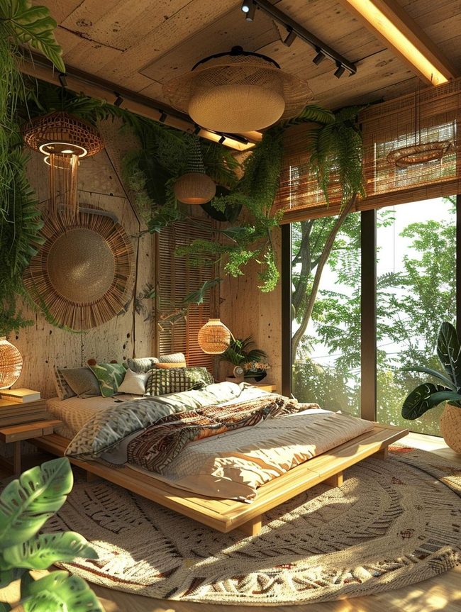 Bamboo and Reclaimed Timber Sleep Space