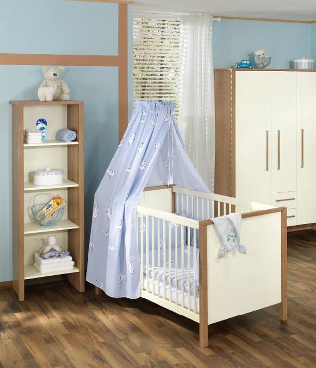 Blue And Wood Nursery Canopy