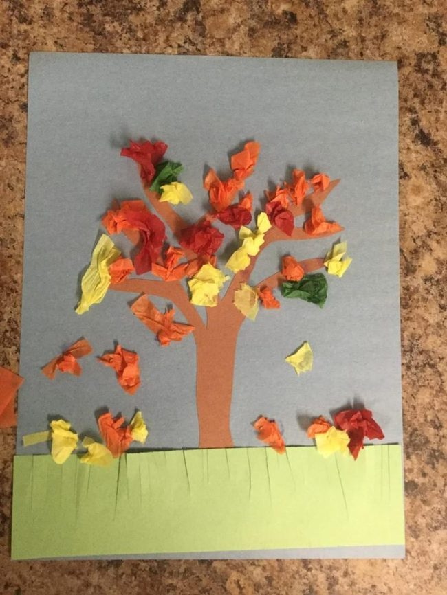Crumpled Tissue Paper Autumn Tree