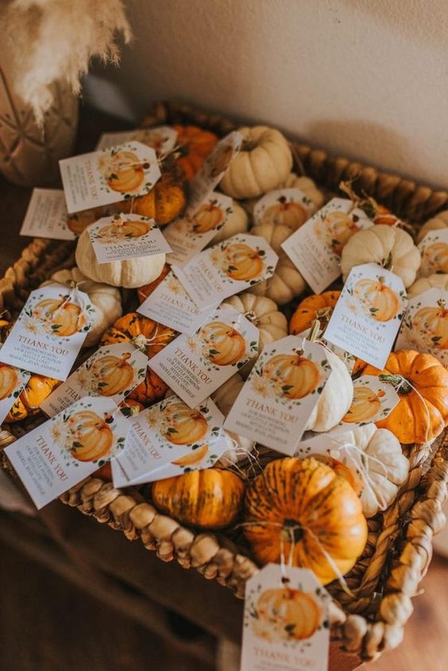 Orange Gourds In Woven Baskets