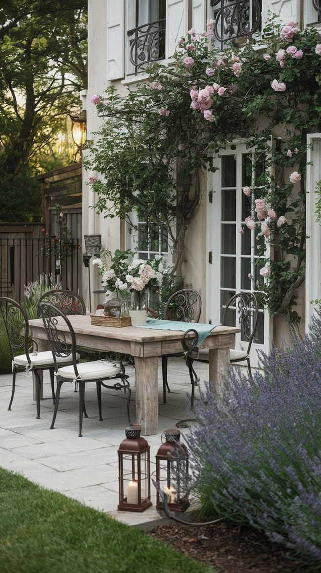 Lavender Garden With Iron Chandeliers