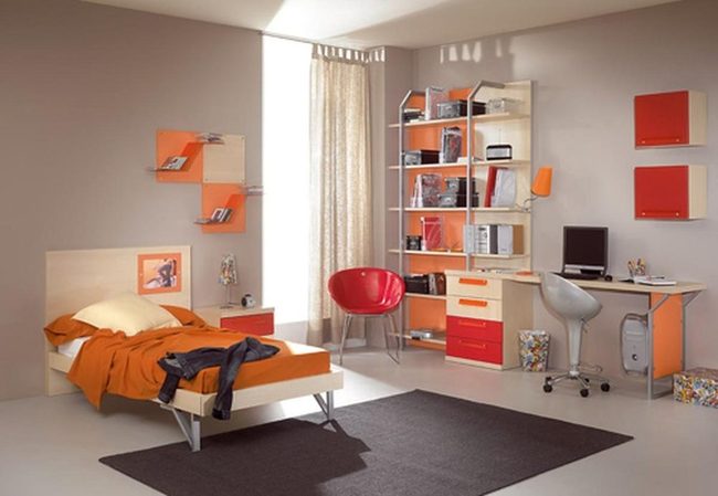 Burnt Orange Bedroom Bookshelf