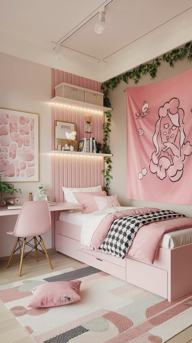 Plush Pink Shag Rug Layer