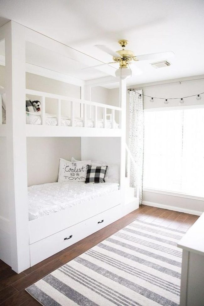 White Bunk Bed Sunlit Kids Room