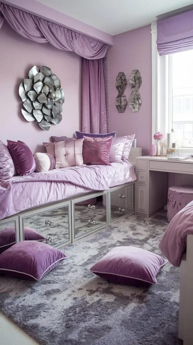 Lavender and Silver Dorm Sanctuary