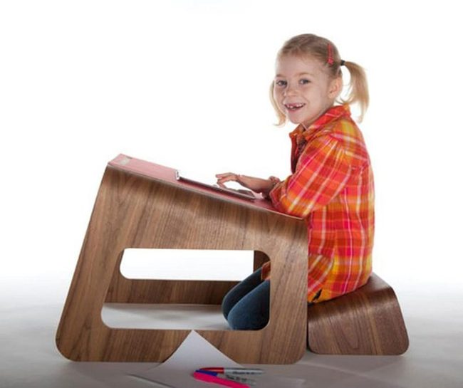 Warm Wood Workspace With Red Plaid