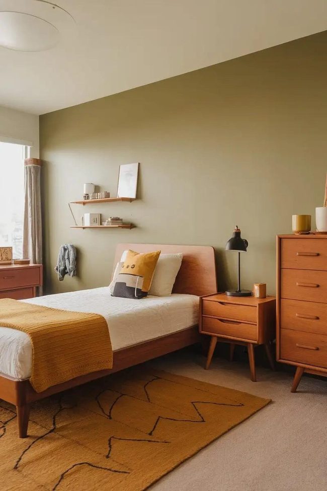 Mid Century Mustard And Wood
