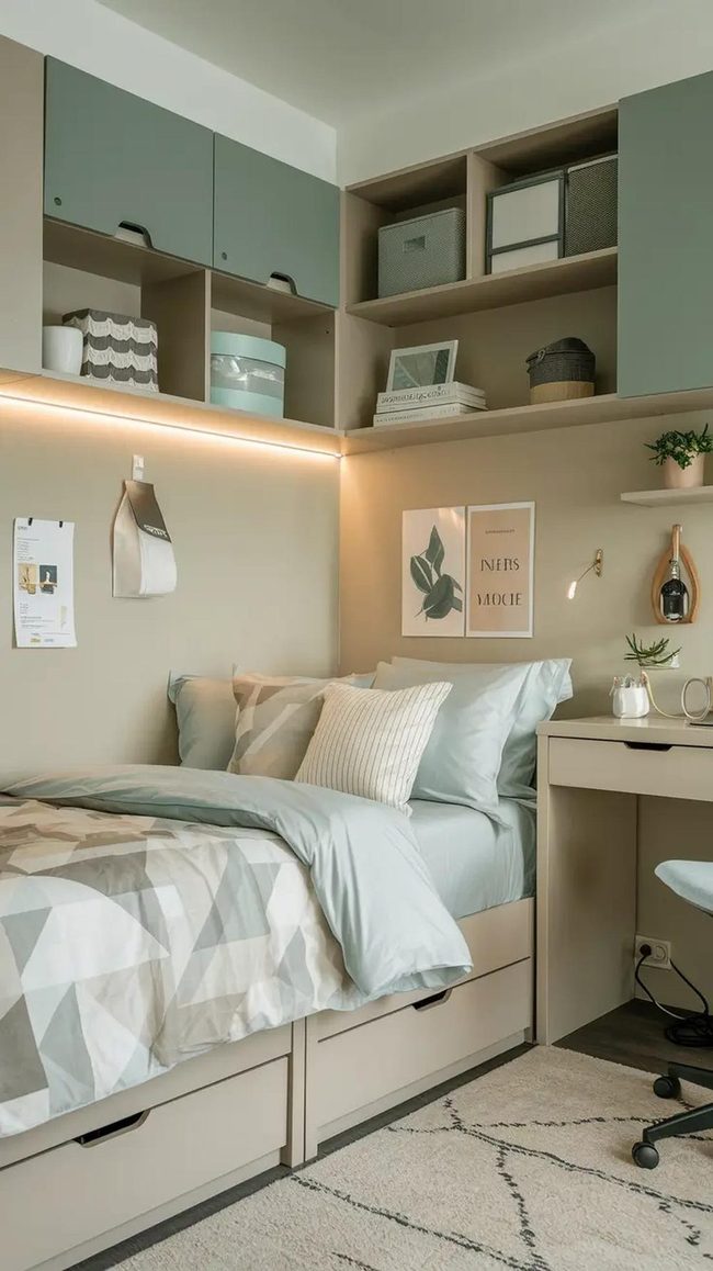 Smart Dorm Space with Green Accents