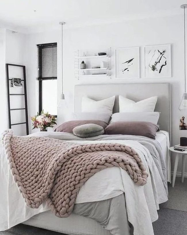 Pink Blanket Black And White Bedroom